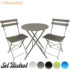 Set à Partir De Manger Jardin en Acier Avec Table Ronde 2 Chaises Extérieur BAR