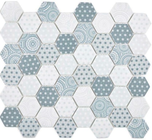 Mosaïque hexagonale bleu - mosaïque,