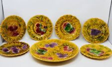 antique French Majolica dessert dishes with platter 1930 SIGNED