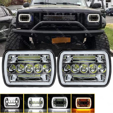 Pair 5X7/7X6 LED Headlights For Jeep Cherokee XJ 1984-2001 Wrangler YJ 1986-1995