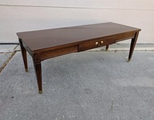 Vintage Mersman Rolling Coffee Table Drawer Mahogany Formica Mid Century Modern