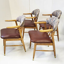 VINTAGE 1960S SUITE OF 4 CHAIRS IN CHENE, SKAI & FABRIC 60S 1960S RETRO 