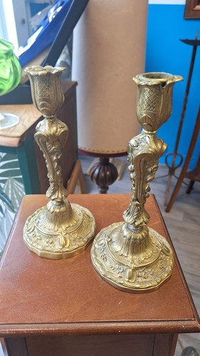Paire bougeoirs anciens en - paire,