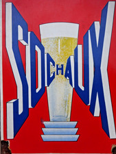 Plaque émaillée ancienne Bière SOCHAUX ART DECO Déco Bar Cave Bistro Cuisine EAS