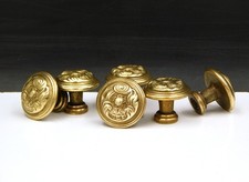 Ø26, set of 6 old brass furniture buttons, handle, door, drawer, Louis XV chest of drawers