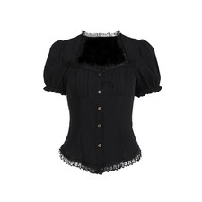 Womens Gothic Blouse  Victorian Blouse Gothic Lolita Shirt Short Sleeves Summer