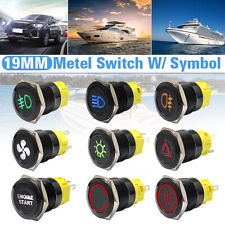 12V 24V 19mm LED Horn Push Button Switch Momentary Metal Symbol for Car Boat