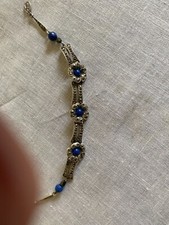 Unique antique Lapis & Sterling silver with marcassites Bracelet