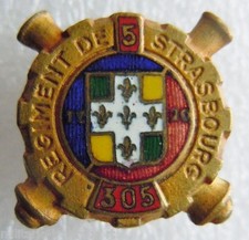 Insigne boutonnière 305° RA ARTILLERIE WWII STRASOURG MINIATURE ORIGINAL 15 mm