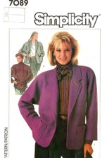 🧵👗✂ 7089 PATRON SIMPLICITY VINTAGE VESTE AMPLE COL CHÂLE OU DECOUPE 34 AU 48