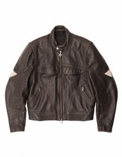 HEIN GERICKE Mens Leather Biker Jacket UK 36 Small Black Leather BO30