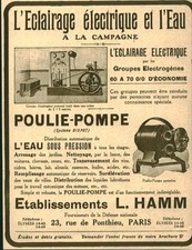 Antique Ets L. Hamm Pump Pulley 1918 or 1921 Magazine Issue Advertising