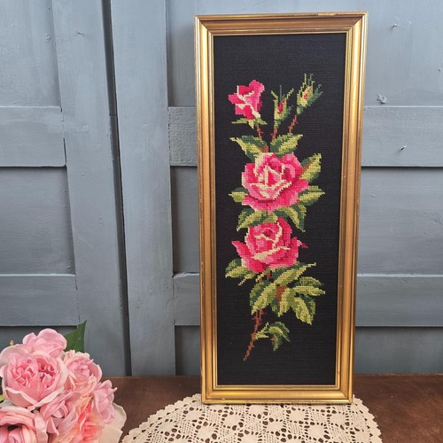 Vintage pink rose canvas - vintage,