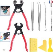 Glarks Lot de 9 outils de mosaïque, 2 pinces robustes à roulettes pour mosaïque 