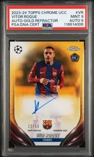 2023-24 Topps Chrome UCC Gold Auto /50 Vitor Roque  RC #VR PSA 9