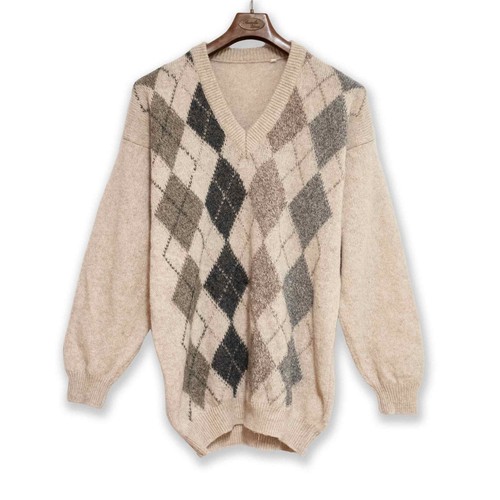 Pull vintage beige losanges - pull, a
