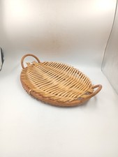 Plateau Vintage Rotin Tressé Vannerie Années 60 70 Midcentury Bohème Shabby Chic