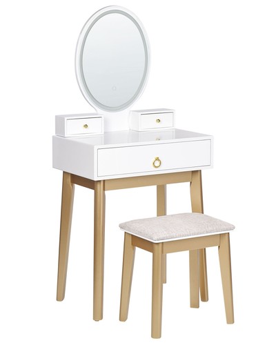 Coiffeuse blanc doré en - coiffeuse,