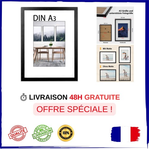 Cadre photo noir bois - a3, en