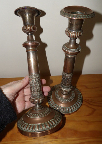 Paire grands bougeoirs - paire,