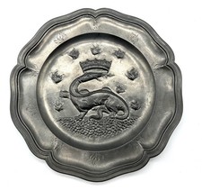Decorative pewter plate - crowned salamander - Les Etains du Manoir