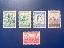Timbres Belgique, 1950, Chpts Europe Athlétisme, Nos 827/831