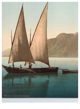 Switzerland, Lake Geneva, Barque Vintage albumen print, photochrome, vintage photoc