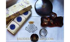 Antique fabric, huge tea towel, linen thread antique monogram crown, gift