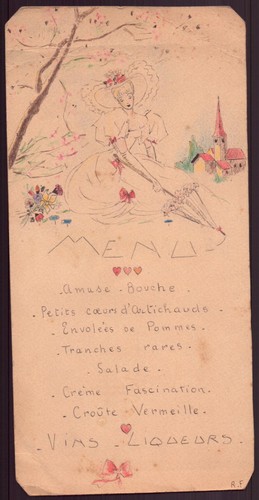 Menu avec dessin jeune femme - jeune,