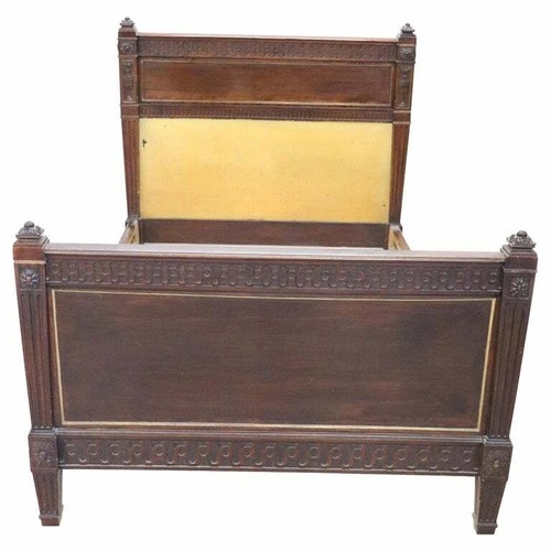 Lit ancien noyer massif de - lit,