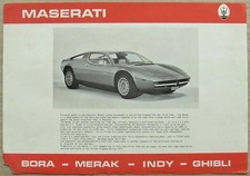 MASERATI MERAK & 250F FORMULA GP CAR Leaflet Early 1970s