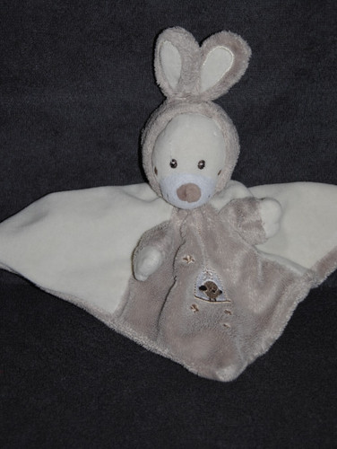 Doudou ours lapin plat - ours,