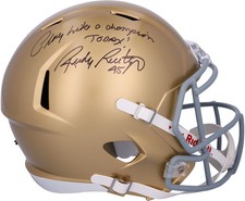 Rudy Ruettiger Notre Dame Fighting Irish Signed Gold Speed Replica Helmet w/Insc