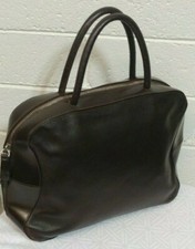 Vintage VALENTINO GARAVANI LES SACS DARK BROWN LEATHER SATCHEL Handbag ITALY