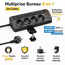 Multiprise Bureau 8en1 UE 2m