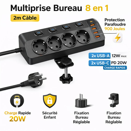 Multiprise bureau 8en1 - 8en1, ue