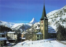 SUISSE ZERMATT EGLISE AVEC LE CERVIN