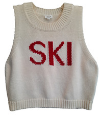 SKI Sleeveless Graphic Sweater Vest - Le Lis - Apres Chalet Red Ivory Large
