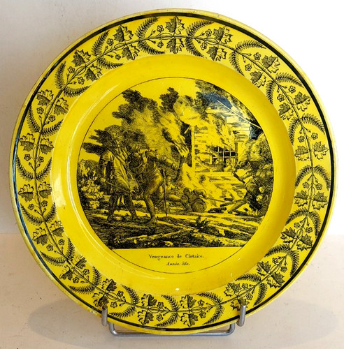 Assiette fond jaune - assiette,