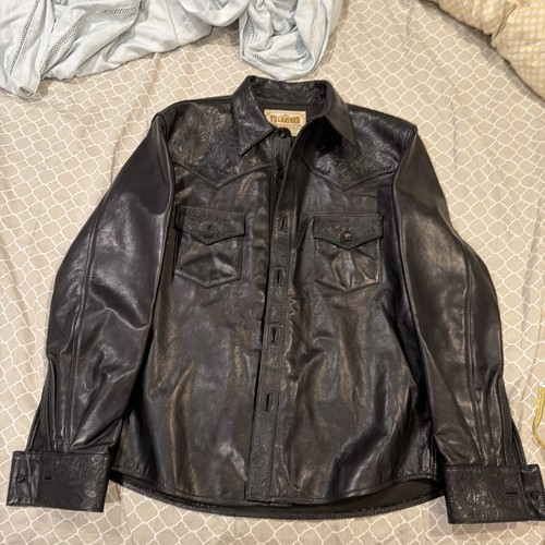 Leather jacket floral - leather,