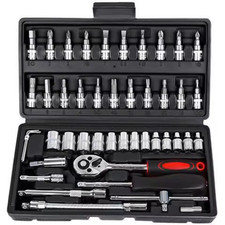 Coffret d’Outils 46 Pièces avec Clé à Cliquet et Jeu de Douilles – Kit de Répara