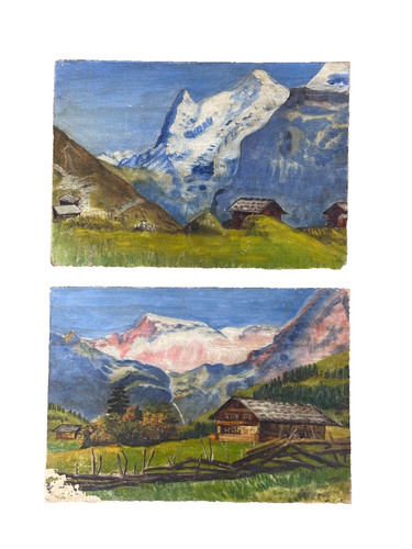 Tableau ancien chalet - chalet, cervin