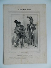 gravure PETITS METIERS PARISIENS litho Bauger Aubert Pruche Marchand Peau Lapin 