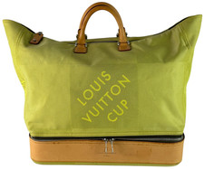LOUIS VUITTON Lime Green Geant Sac Sport Duffle Luggage Bag Made in France