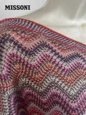 Stunning Missoni Foulard Metallic Zigzag Knit Poncho / Scarf with Fringe!