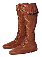 Bottes médiévales marron avec un ourlet à franges - Bottes médiévales dans le