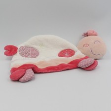 Doudou plat tortue rose blanc