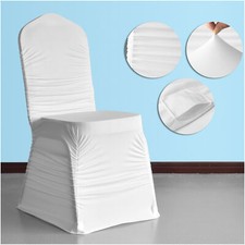 1-100x Blanc Extensible Housses Chaise Polyester Spandex 160GSM Mariage Banquet