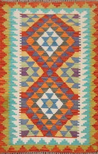 Plein de Couleurs Kilim Tapis Rectangle Tissé à Plat Pile Laine Kelim 0.9x1.2m