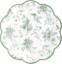 24Pcs Sage Green Floral Party Plates Vintage Leaf 7inch, 